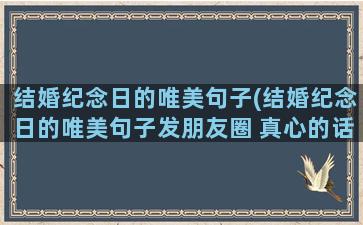 结婚纪念日的唯美句子(结婚纪念日的唯美句子发朋友圈 真心的话)